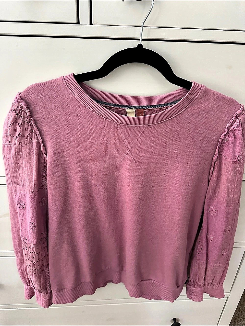 Pilcro Pink Lace Sleeve Sweater Size Small